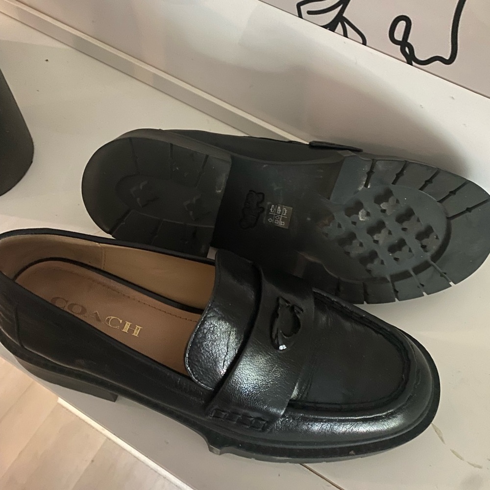 COACH LEAH LOAFER WOMENS SIZE 8.5 BLACK LEATHER - Picture 10 of 11
